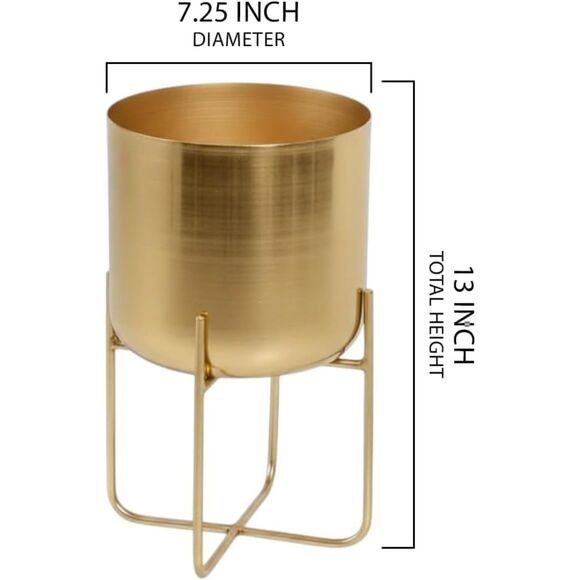 7.25" Diameter & 13" Tall Spaces Living Modern Metal Planter With Stand - Picture 5 of 5
